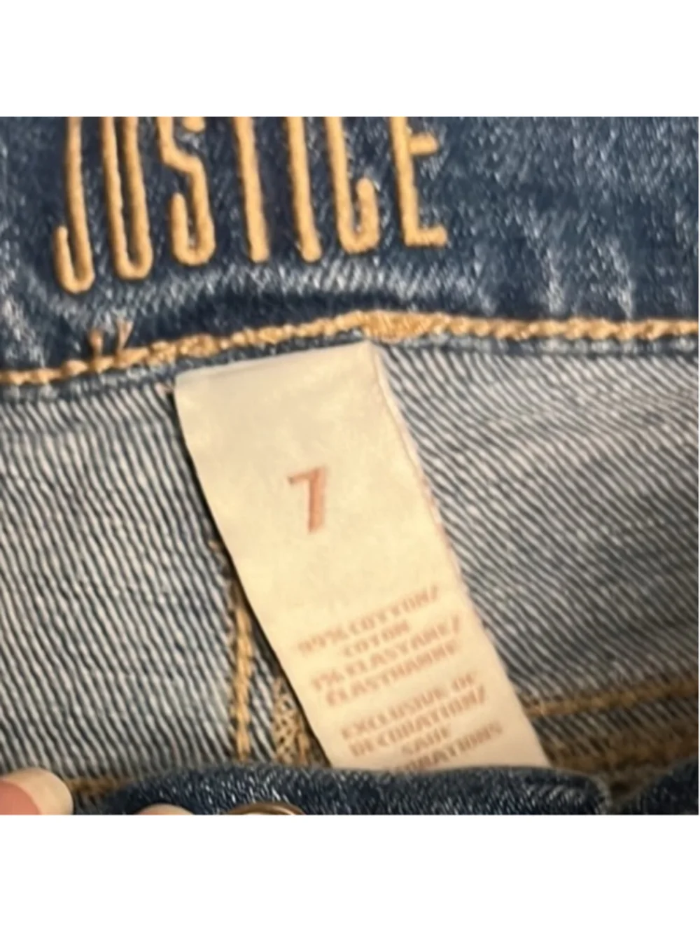 Justice Girls Jeans Size 7 High Rise Straight Leg Blue Distressed Frayed Hem